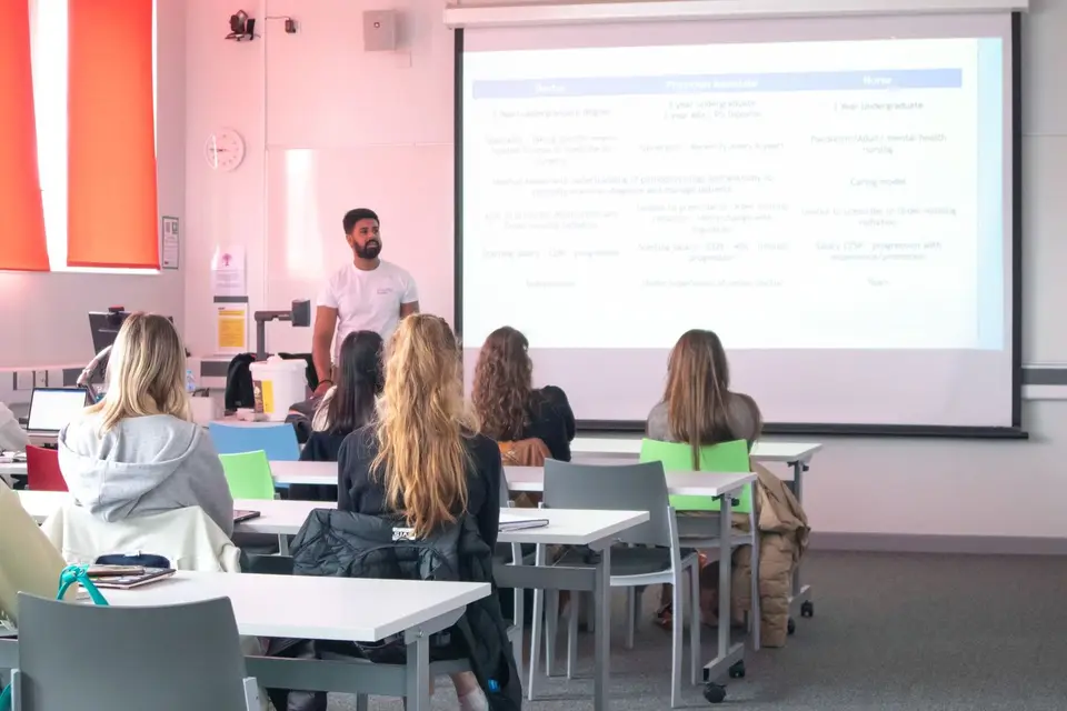 A Pareto educator teaching a classroom of healthcare learners